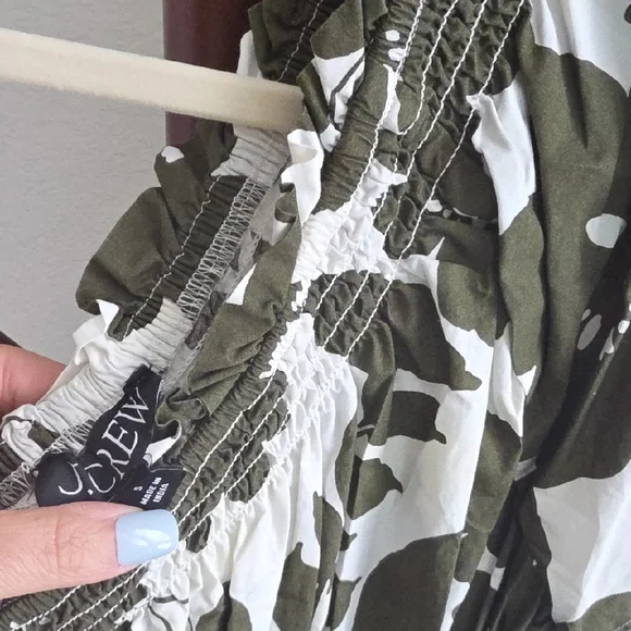 J. Crew One Shoulder Floral Green Dress - Picture 3 of 4